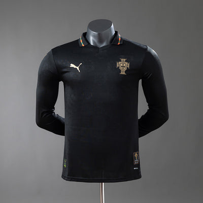 Spielerversion Portugal Schwarzes Trikot 2025/26 Heimtrikot Langarm