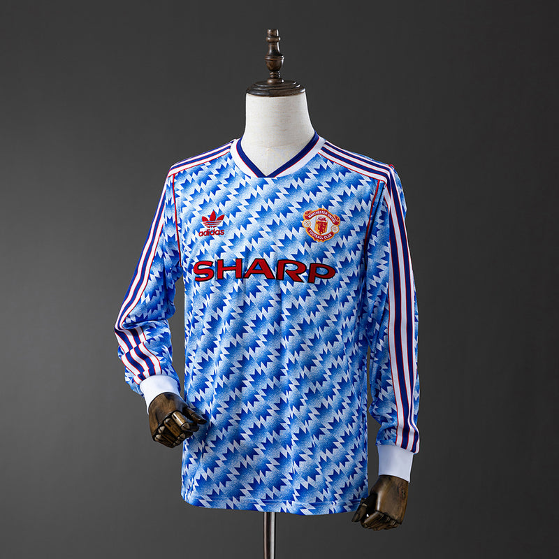 Man United Trikot 1990-92 Auswärts Retro-Trikot Langarm
