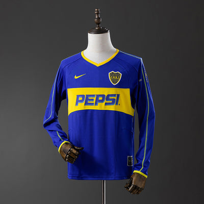 Boca Juniors Trikot 2003-04 Heim Retro Fußballtrikot Langarm