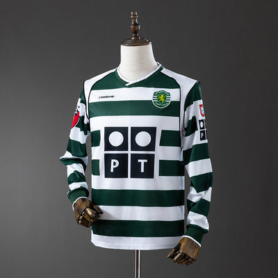 Sporting CP Trikot 2001/03 Heim Retro Fußballtrikot Langarm