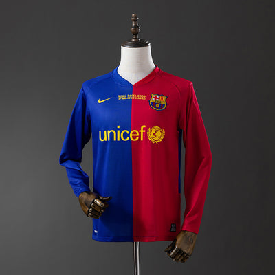 Barcelona Trikot 2008-09 Heim Retro Fußball-Kit Langarm