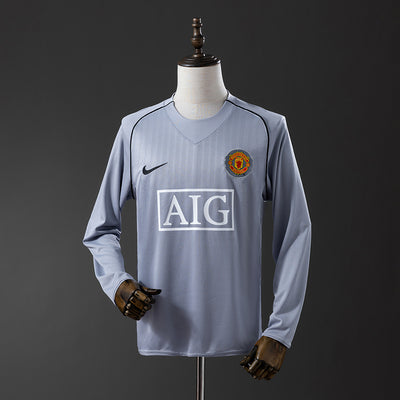 Man United Trikot 2007/08 Grau Torwart Retro Kit Langarm