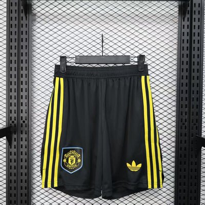 Spielerversion Man United Shorts 25/26 Schwarz Fußball Kit Fußballshorts
