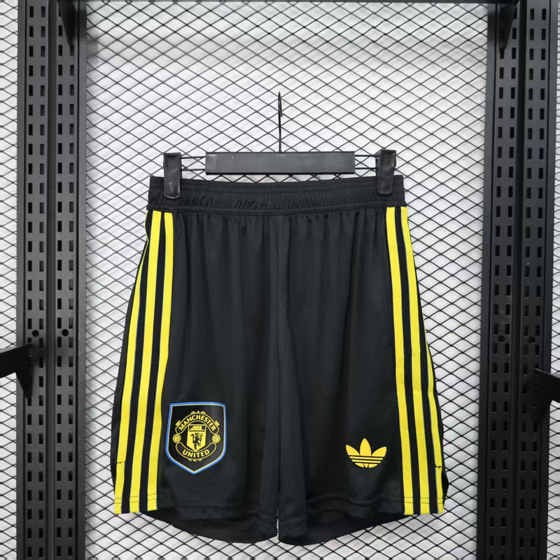 Spielerversion Man United Shorts 25/26 Schwarz Fußball Kit Fußballshorts
