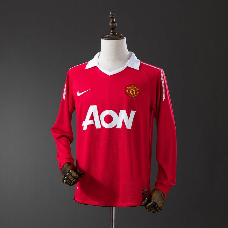 Man United Trikot 2010-11 Heim Retro Kit Langarm
